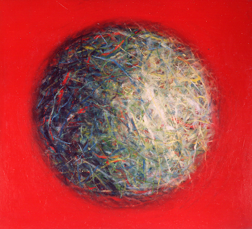 Boule magnétique 3, huile sur bois, 100 x 110 cm, 2003