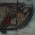 Chien rouge, huiles sur toile, 80 x 40 cm, 1987