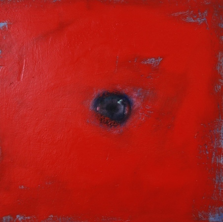 Oeil / Orange cadmium, huile sur bois, 30 x 30 cm, 2013